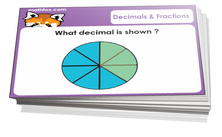 3rd grade fractions and decimals cards - For math card games and math board games on third grade math