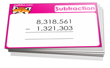 4th grade math cards on subtraction - For math card games and math board games