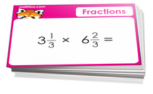 5th grade math cards on fractions review - For math card games and board games