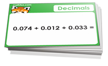 6th grade math decimals cards - For math cards games and board games