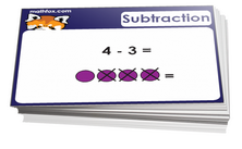 Kindergarten math cards on subtraction for math card games and math board games - PDF