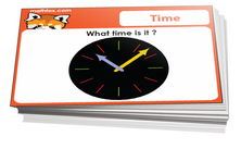 Kindergarten telling the time cards for math card games and math board games - PDF
