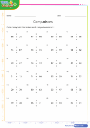 Comparisons Numbers 20 to 98