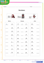 Numbers Positions Before Between After