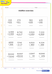 Addition of 3 4 and 5 Digit Numbers