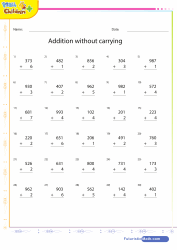 Addition of 3 to 1 Digit Numbers Sheet 1