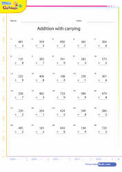 Addition of 3 to 1 Digit Numbers Sheet 2