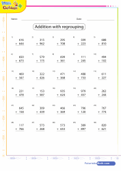 Addition of 3 to 3 Digit Numbers Sheet 1