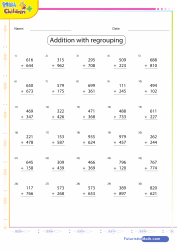 Addition of 3 to 3 Digit Numbers Sheet 2