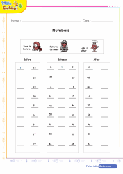 Number Positions Before Between After