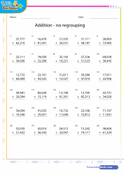 Additio of 5 Plus 5 Digit Numbers