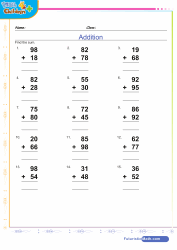 Addition of 2 Digit Numbers Sheet 2