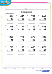 Subtraction 2 From 3 Digit Numbers