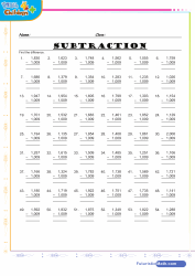 Subtraction 4 Digit Numbers