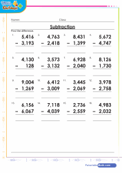 Subtraction 4 From 4 Digit Numbers