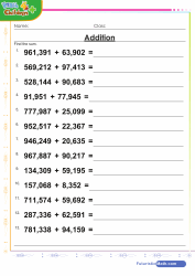 Addition 5 Digits Horizontally