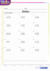 Long Division of 1 2 Digit Numbers