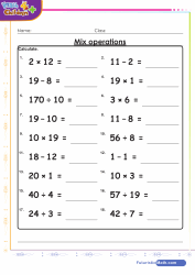 Mixed Addition, Subtraction, Multiplication 1