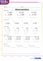 Mixed Addition, Subtraction, Multiplication 2