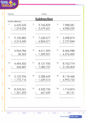 Subtraction Up to Millions