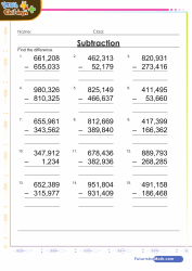 Subtract Up to Hundred Thousands