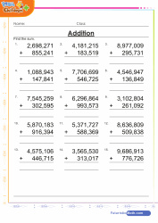 Addition Up to Millions