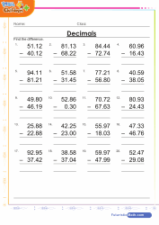 Subtraction with Decimals