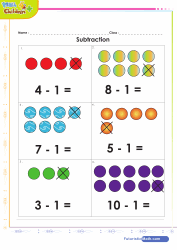 Subtract 1 with Dots Up to 10