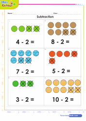 Subtract 2 with Dots Up to 10